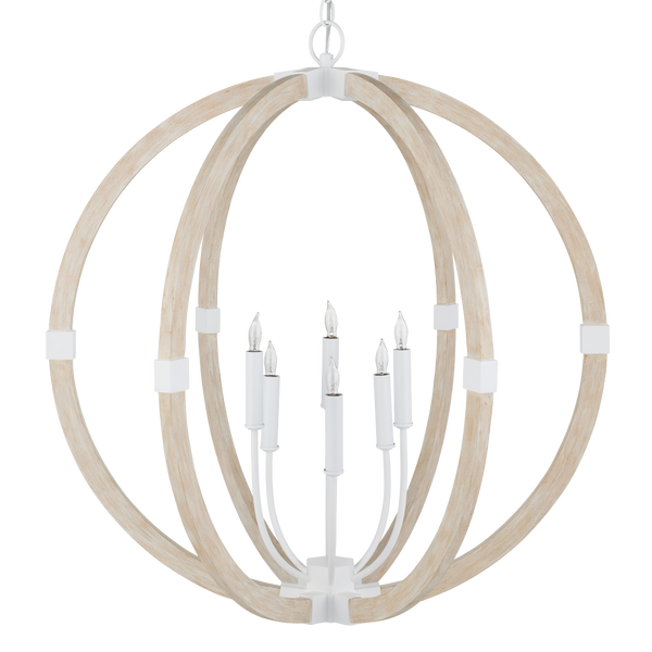 Bastian Sandstone Orb Chandelier - Modern Wrought Iron & Wood Lighting Fixture for Sophisticated Spaces