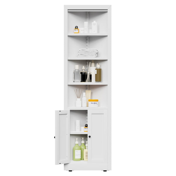 English Elm 71" Tall Corner Cabinet Steel Frame 5 Tier Adjustable Shelving Pantry Bathroom Storage T2398P442670