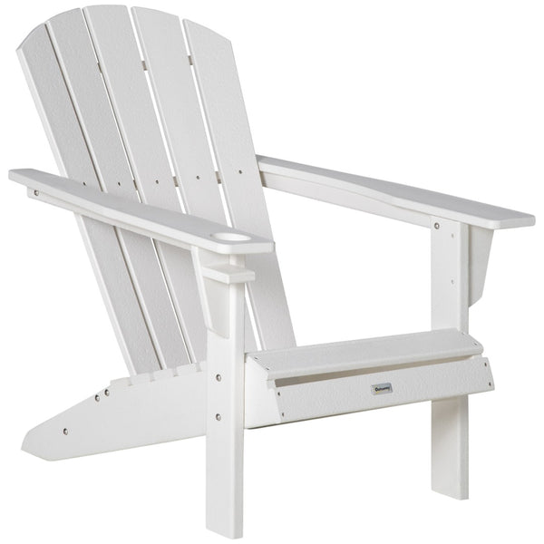 English Elm Outsunny Adirondack Chair With Integrated Cup Holder, Durable Hdpe Lounger For Patio & Garden Fun W2225P217572-GIGA