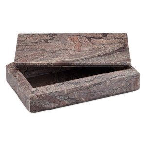 Leslie Breccia Marble Box - Unique Handcrafted Decorative Storage with Natural Gray Variation & Style