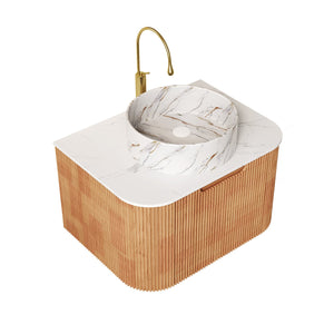 English Elm Dina 24" Floating Bathroom Vanity With Ceramic Sink, Stylish Woodgrain Storage & Easy Installation W2615S00490
