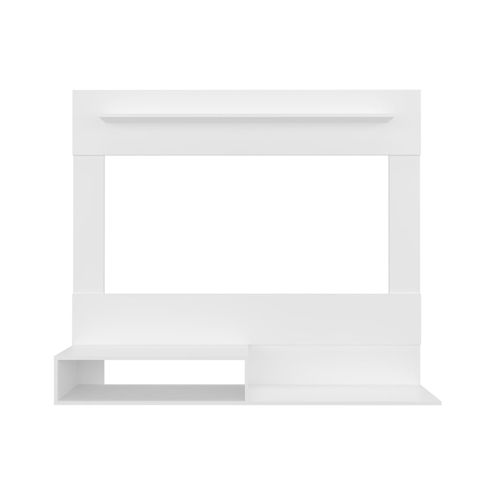 English Elm Being Floating Entertainment Center White - Modern MDF TV Stand for TVs up to 55", 2 Shelves, Foldable Secure Lock B200P286980