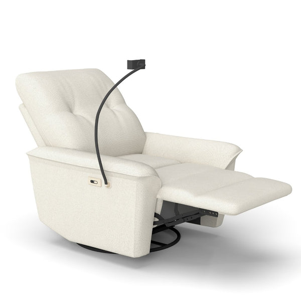 English Elm 270° Swivel Power Recliner Velvet Glider Rocker with Usb Ports for Living Room Beige W1028S00058