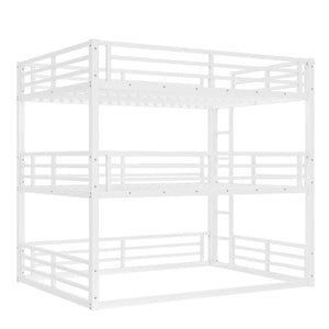 English Elm Queen Metal Triple Bunk Bed - Stylish Queen Over Queen Over Queen Design, Heavy-Duty, Safe & Quiet W1580S00167-GIGA