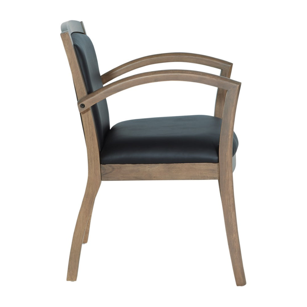 OSP Home Furnishings Napa Urban Walnut Reception Chair Bonded Leather Cushioned Seat for Executive Offices Black NAP97URB-EC3