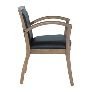 OSP Home Furnishings Napa Urban Walnut Reception Chair Bonded Leather Cushioned Seat for Executive Offices Black NAP97URB-EC3