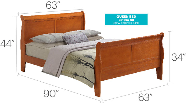 English Elm Louis Phillipe G3160A-Qb Queen Sleigh Bed In Elegant Oak Finish – Timeless Charm With Durability B078S00360