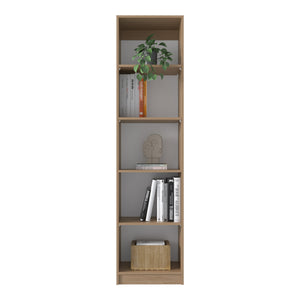English Elm XS Compact Bookcase Narrow 5-Shelf Natural Wood Engineered Shelf Unit for Small Spaces, Durable Assembly-Friendly B097P296882