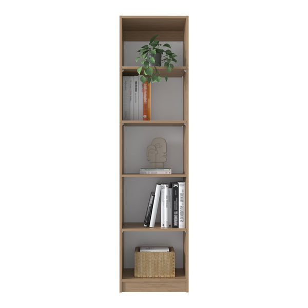 English Elm XS Compact Bookcase Narrow 5-Shelf Natural Wood Engineered Shelf Unit for Small Spaces, Durable Assembly-Friendly B097P296882
