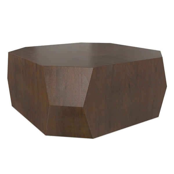 English Elm Eisley Acacia Veneer Coffee Table Geometric Base Walnut Finish Low Profile Living Room B136P429078