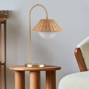 INK+IVY Laguna Casual Rattan Weave Shade Table Lamp II153-0152 Gold/Natural