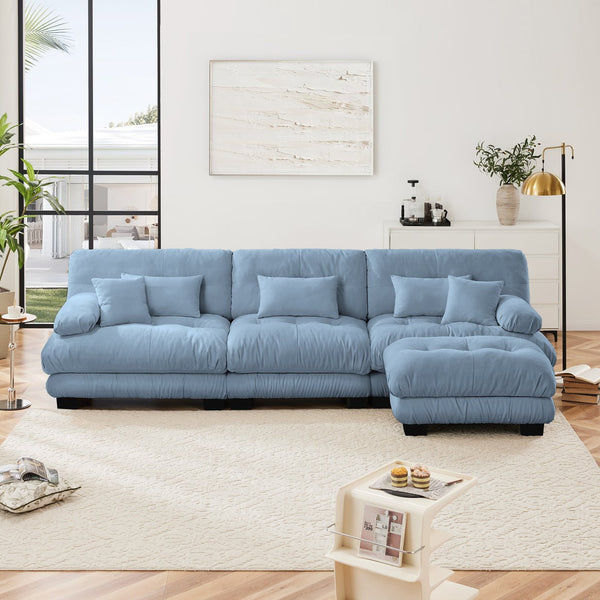 English Elm Luxury Modular Sectional Sofa Couch - Oversized Chenille L-Shaped Cloud Sofa For Ultimate Comfort W714S01083