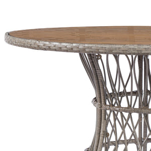 English Elm Durable Outdoor Round Acacia Wood Wicker Dining Table Seats Six Patio Entertainer Brown N770P345268D