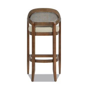 English Elm Jennifer Taylor Home - Americana Mid-Century Modern 30.5" Cane Back Bar Stool with Solid Oak Frame, Handmade Craftsmanship Beige B2719P296894