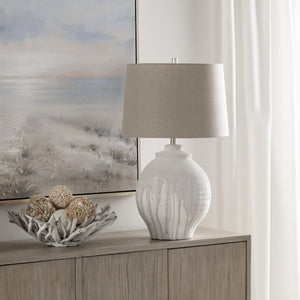 Crestview Collection 30.75"H Elegant Ceramic Table Lamp With Textured Grey Shade – Perfect For Stylish Home Lighting!   Cvazp092