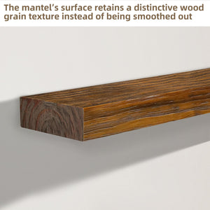 English Elm Fireplace Mantel - Handcrafted Solid Wood Floating Shelf, Dark Chocolate Finish For Stylish Display T3210P391502