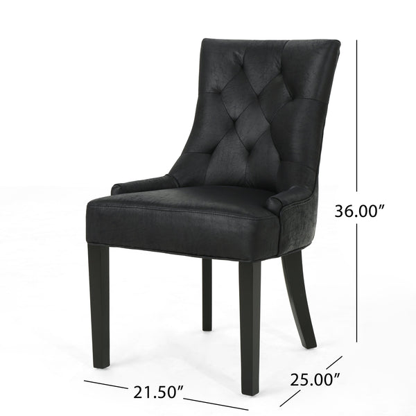 English Elm Christopher Knight Home® - Cheney Dining Chairs Set Of 2 - Elegant Microfiber With Diamond-Tufted Backrest For Comfort 54181.00MFBLK