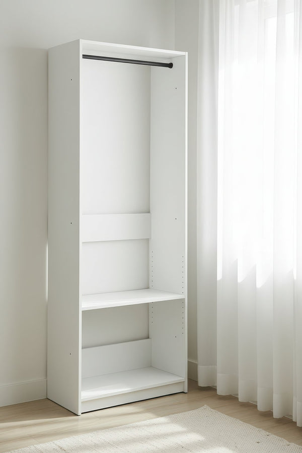 English Elm Prosper 32" White Oak Freestanding Walk-In Closet Unit with Two Rods, Durable Melamine Storage Solution B040P407429