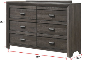 English Elm 1pc Five-Drawer Driftwood Chest with Cup Handles Rustic Wooden Bedroom Storage Tower, 31.1x16.5x47.5" Gray,Grayish Brown 60.5 L x 19 W x 41 H B011P234751