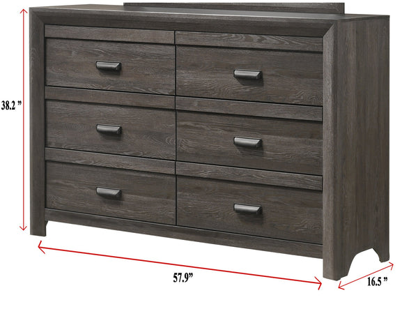 English Elm 1pc Five-Drawer Driftwood Chest with Cup Handles Rustic Wooden Bedroom Storage Tower, 31.1x16.5x47.5" Gray,Grayish Brown 60.5 L x 19 W x 41 H B011P234751