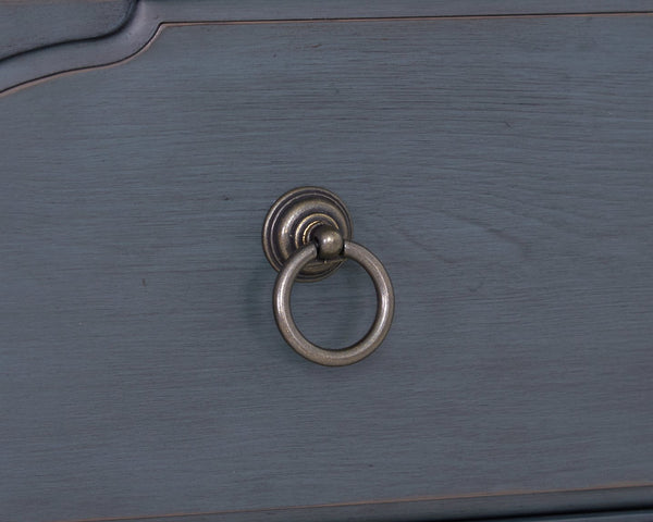 English Elm 5-Drawer Coastal Chest in Corduroy Blue Finish with Felt-Lined Top Drawer & Antique Pewter Hardware B108P193085