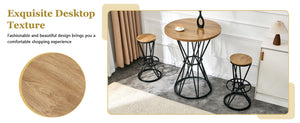 English Elm Single Package Industrial Bar Set Round Mdf Top with Metal Frame Seats 2 for Kitchen Black,Wood W1151P434793