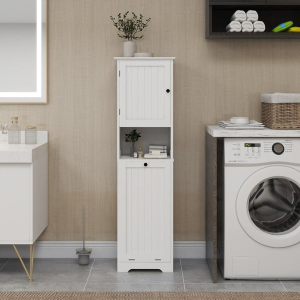 English Elm One-Compartment Tilt-Out Laundry Sorter Cabinet - Stylish White Design For Compact Spaces & Easy Access W1120P146256-GIGA
