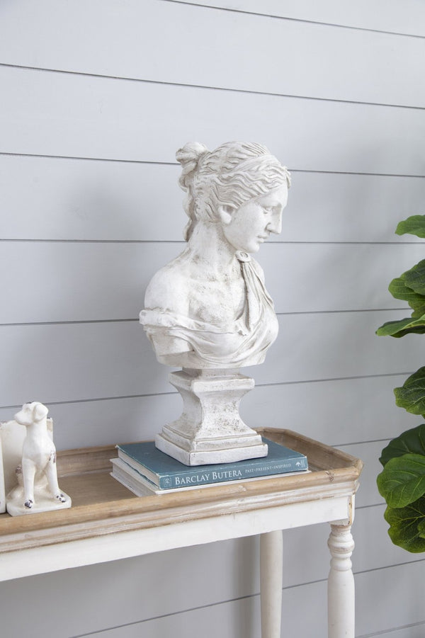 English Elm 10x9x22" Classical Female Bust Magnesium Sculpture Indoor Outdoor Garden Pedestal Accent W2078P494899
