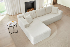 English Elm L-Shaped Modular Sectional Sofa - Plush Corduroy Sleeper, No Assembly, Perfect For Living Spaces! W2339P294926