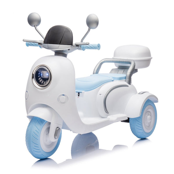 English Elm 12v Dual Motor Two Seater Kids Electric Ride on Motorcycle with Bluetooth Led and Trunk Blue W1578P268023