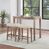 OSP Home Furnishings Celina 3-Piece Counter Height Set Natural Wood/Lt Brown