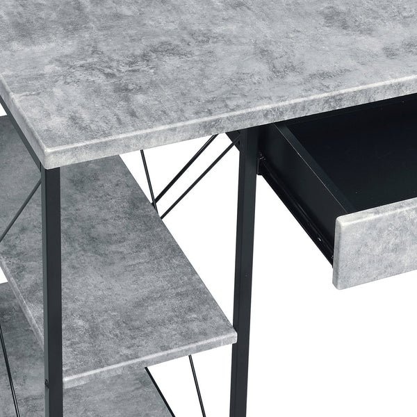 English Elm Grey Grey and Black Office Desk with Hutch, Drawer & Open Shelves — Studio-Ready, Sturdy Wood Top for Gear B062P184527