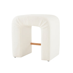English Elm Christopher Knight Home® - 24'' Boucle stool with inverted U design, cozy loop-pile seating, durable rubberwood footrest, modern set of 2 White N780P187017K