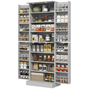 English Elm Homcom 65" Modern Kitchen Pantry Cabinet - Stylish Freestanding Storage With Adjustable Shelves & Doors W2225P229292