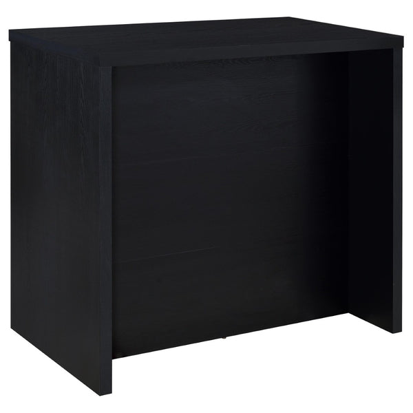 English Elm Irving Matte Black Freestanding Bar Cabinet with Wine Grid and Stemware Storage B062P451808