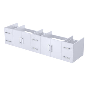 English Elm Glossy White Double Bath Vanity 84-in Width, Solid Wood Frame, Soft-Close Drawers, 6-Drawer Storage Elegance B2731P258547