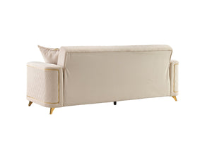 English Elm Lisa 3 Piece Upholstered Living Room Set with Quilted Back and Gold Leg Accents B009S02228