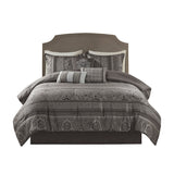 Madison Park Bellagio Traditional 7 Piece Jacquard Comforter Set MP10-4884 Grey