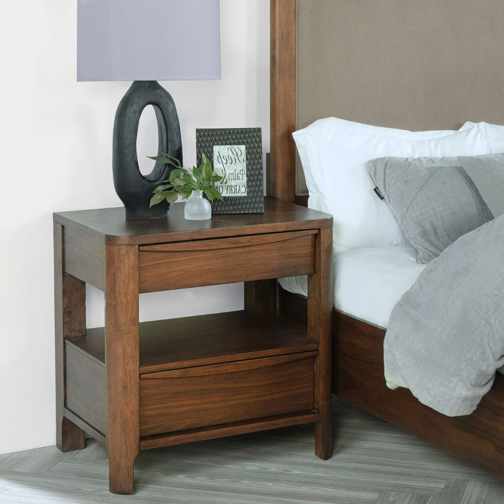 English Elm Mirador Elm Veneer 2-drawer Nightstand with Felt-lined Storage and Cord Management B062P447804
