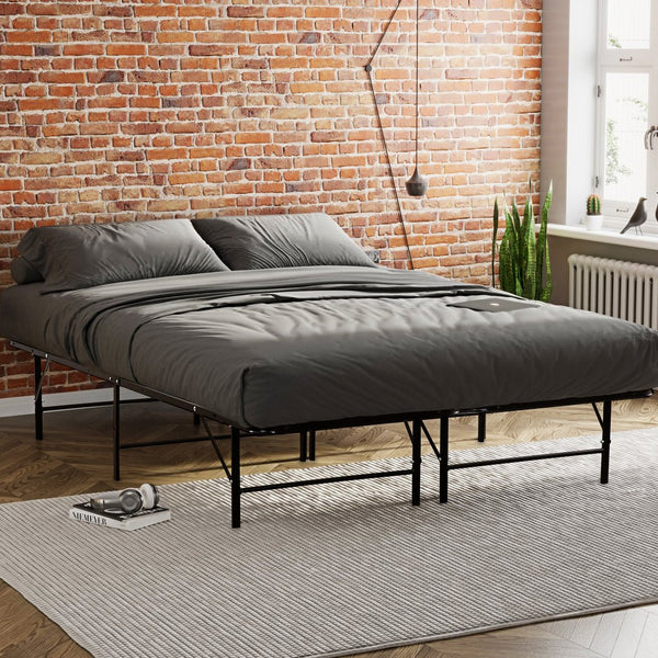 English Elm Bedroom Metal Mattress Foundation Bed Frame Full Size Durable Support Under-Bed Storage Easy Assembly Black 37 L x 27 W x 6 H B011P207119