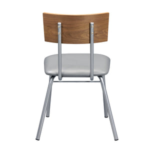 English Elm Grey Bentwood Side Chair Set of 2 with 40mm Padded PU Seat, Oak Finish & Steel Legs for Modern Dining B062P209262