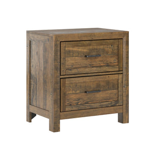 English Elm Wallace & Bay - Brown 2-Drawer Nightstand - Rustic Solid Wood With Caramel Finish For Cozy Bedroom Storage B2709P212338-GIGA