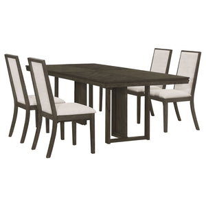 English Elm Glenmoor Chic 5-Piece Dining Set With Chevron Tabletop & Upholstered Chairs For Modern Elegance B062S01232