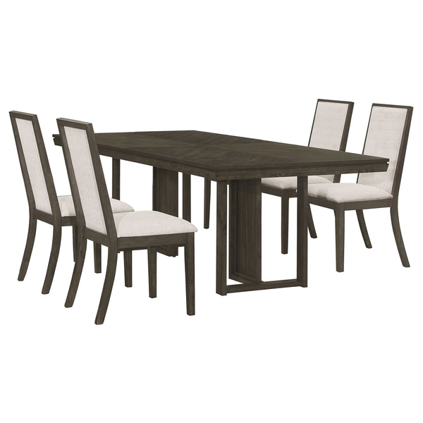 English Elm Glenmoor Chic 5-Piece Dining Set With Chevron Tabletop & Upholstered Chairs For Modern Elegance B062S01232