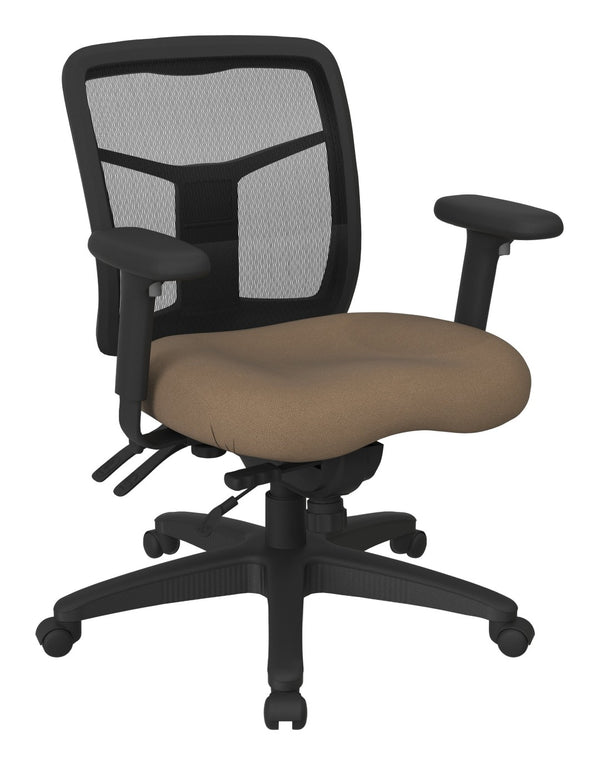 OSP Home Furnishings Progrid® Mesh Mid Back Manager Chair Ergonomic Lumbar Support for Home Office Use Taupe 92893-232