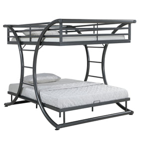 English Elm Weston Gunmetal Bunk Bed with Curved Metal Frame, Industrial Grey Finish, Full over Full Stylish Stack B062S00825