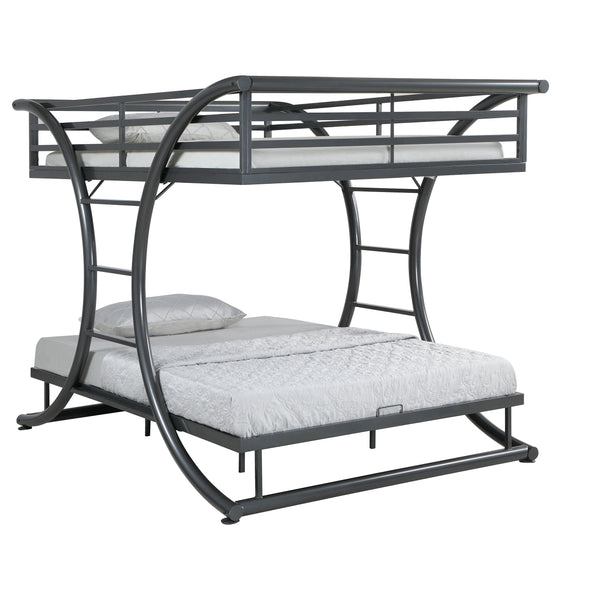 English Elm Weston Gunmetal Bunk Bed with Curved Metal Frame, Industrial Grey Finish, Full over Full Stylish Stack B062S00825