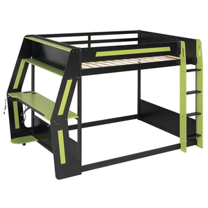 English Elm Full-size Gaming Loft Bed with Integrated Rgb Desk Usb Ports and Esports Frame Green LT000239AAG