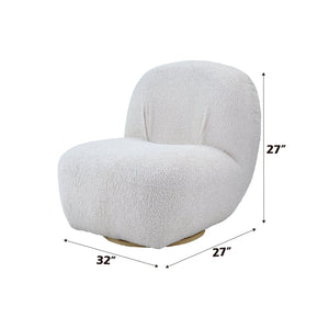 English Elm Yedaid Plush White Teddy Sherpa Accent Chair with 360° Swivel, Full Foam Comfort & Wooden Frame B2726P251792