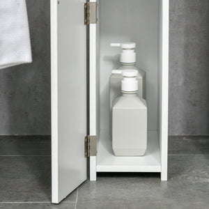 English Elm kleankin Slim Bathroom Storage Cabinet - Tall Freestanding Linen Tower with 2 Open Shelves & 2 Doors, White W2225P173966
